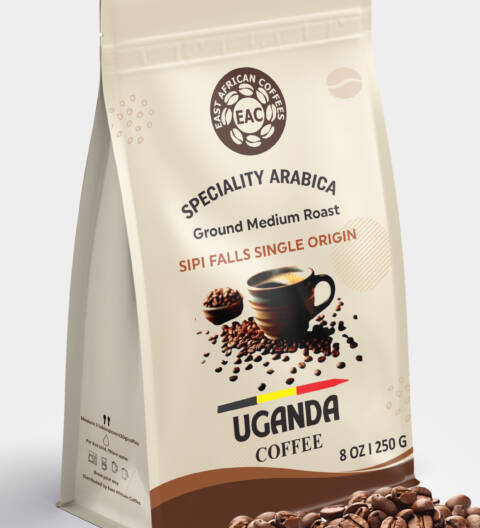 Uganda Sipi Arabica Peaberry, Ground Medium Roast Coffee, 100% Arabica, 9 Oz