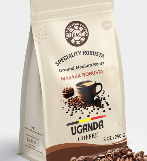 Uganda Robusta, Ground Medium Roast Coffee, 100% Robusta, 9 Oz