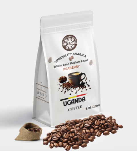 Ugandan Arabica, Whole Bean Medium Roast Coffee, 100% Arabica Beans, 9 Oz